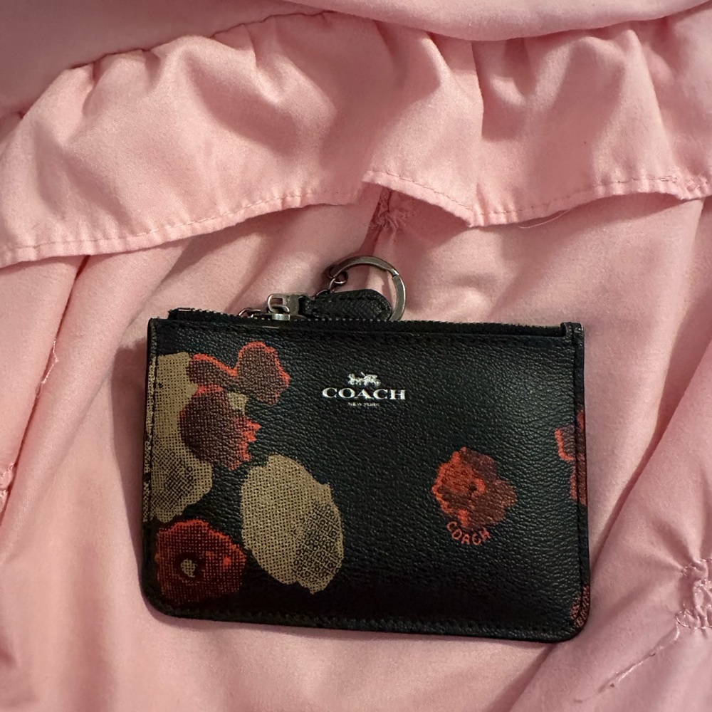 Coach Black and Red Floral Wallet